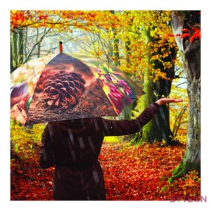 Őszi hangulatú esernyő, 120 cm átmérőjű