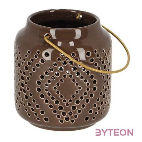 Kerámia lámpás, barna, 11 cm