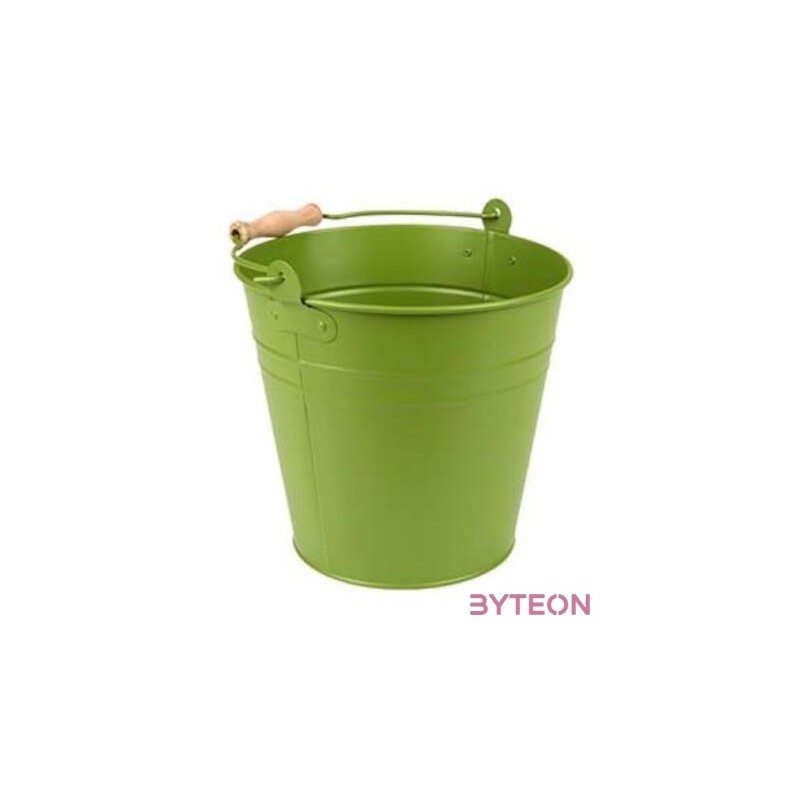 Fém vödör fa fogóval, 4,9 literes, fűzöld