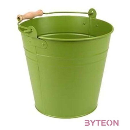 Fém vödör fa fogóval, 4,9 literes, fűzöld