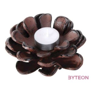 Öntöttvas gyertyatartó, fenyőtoboz alakú, 12 x 7 cm