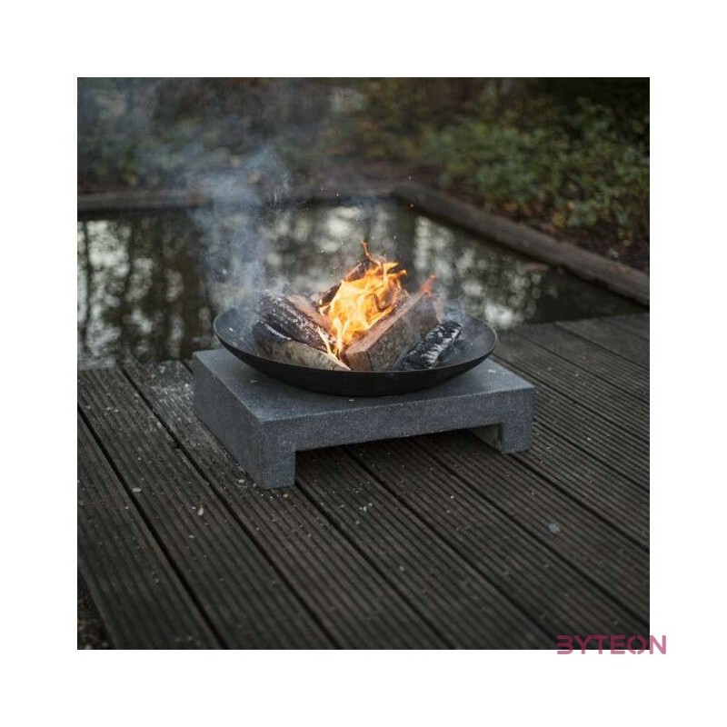 Öntöttvas tűzrakó tál négyzet alakú gránit lapon, 59 cm átmérőjű