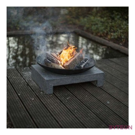 Öntöttvas tűzrakó tál négyzet alakú gránit lapon, 59 cm átmérőjű