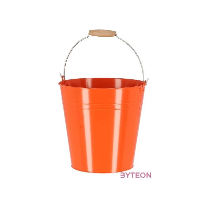 Cink kerti vödör, fa fogóval, 10,75 literes, narancssárga