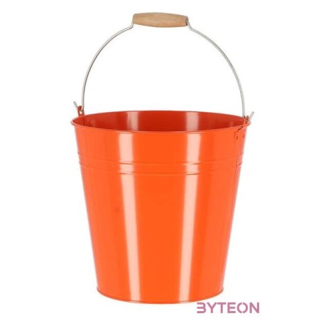 Cink kerti vödör, fa fogóval, 10,75 literes, narancssárga
