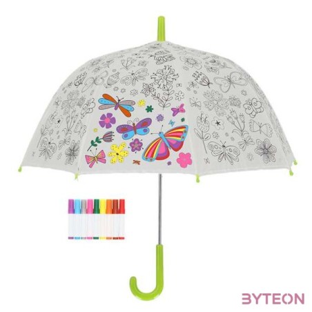 Kifesthető pillangós gyerek esernyő, filctollakkal
