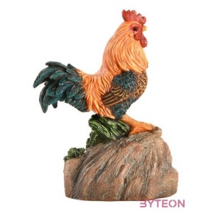 Kukorékoló kakas polyresin szobor, kültéri és beltéri dekorációs kiegészítő
