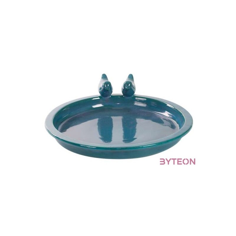 Kerámia madáretető és itató tál, kék, 37 cm átmérőjű