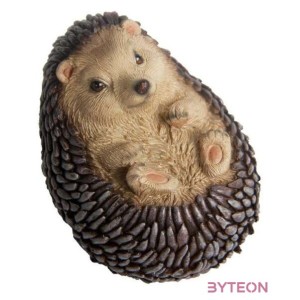 Háton fekvő süni polyresin szobor, kültéri és beltéri dekorációs kiegészítő