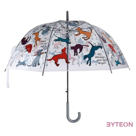 Kutya és macska mintás átlátszó esernyő,  83 cm átmérőjű