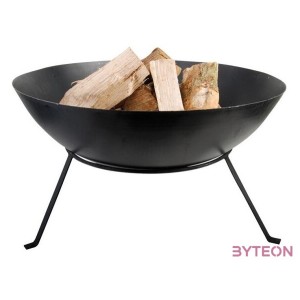 Fém tűzrakó tál állvánnyal, fekete, 59 cm átmérőjű