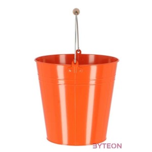 Cink kerti vödör, fa fogóval, 10,75 literes, narancssárga