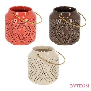 Kerámia lámpás, barna, 11 cm