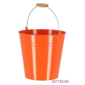Cink kerti vödör, fa fogóval, 10,75 literes, narancssárga