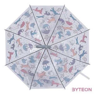 Kutya és macska mintás átlátszó esernyő,  83 cm átmérőjű