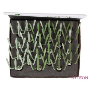 Fém kézi gereblye fa nyéllel, mentazöld