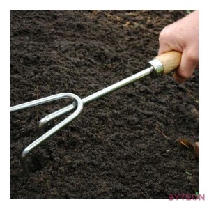 Rozsdamentes acél gereblye, kőrisfa nyéllel, 37 cm