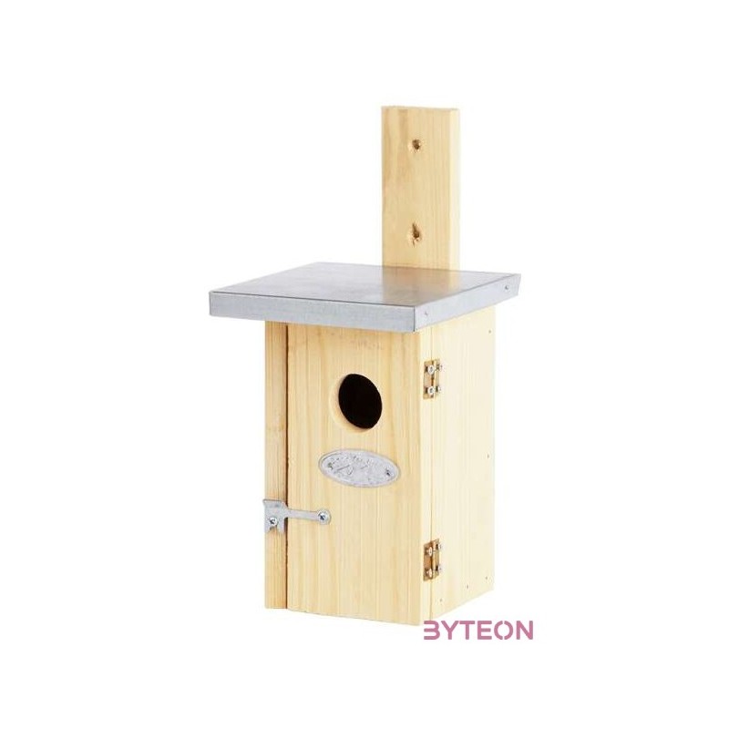 Fa madárház ökörszemnek, cink tetővel, 25 cm