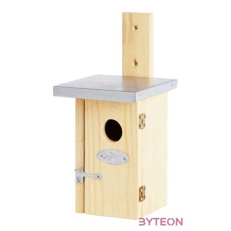 Fa madárház ökörszemnek, cink tetővel, 25 cm