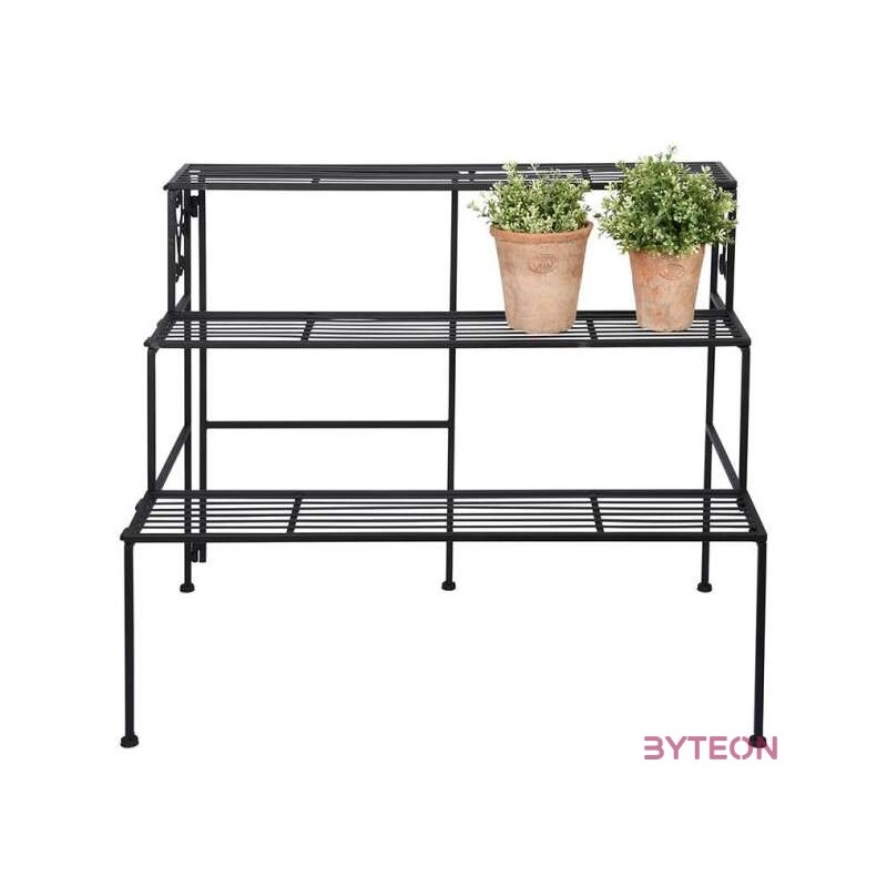Összecsukható polcos kovácsoltvas virágtartó állvány, 79 x 65 cm