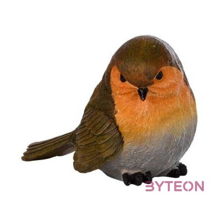 Vörösbegy polyresin szobor, S, A típus, kültéri és beltéri dekorációs kiegészítő