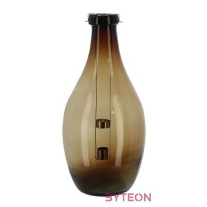 Lámpás újrahasznosított üvegből, kivehető gyertyatartóval, B, 38 cm