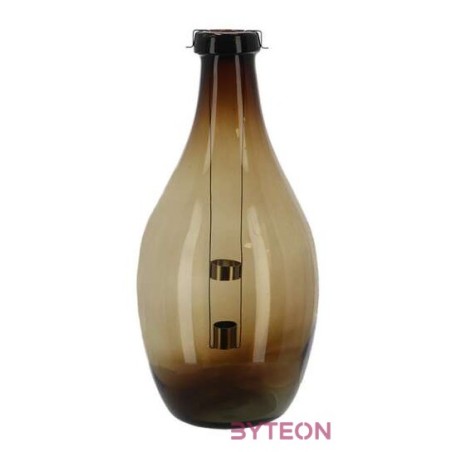 Lámpás újrahasznosított üvegből, kivehető gyertyatartóval, B, 38 cm