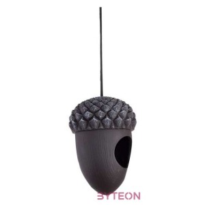 Felakasztható makk alakú madárház, sötétszürke, 16 cm