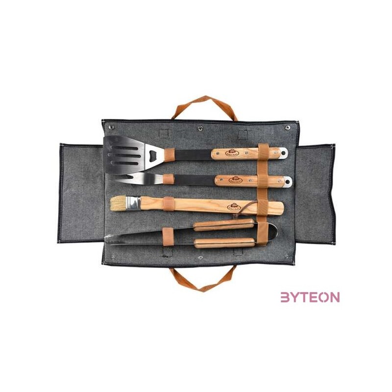 Farmer BBQ eszköz tartó, 4 rozsdamentes acél grill eszközzel