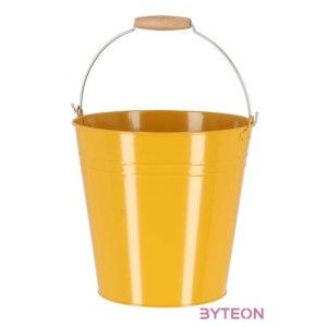 Cink kerti vödör, fa fogóval, 10,75 literes, sárga