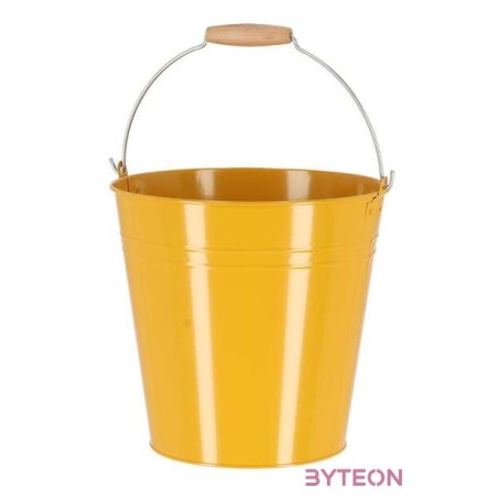 Cink kerti vödör, fa fogóval, 10,75 literes, sárga