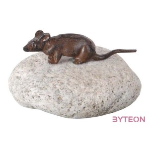 Öntöttvas állatdíszek kövön, egér