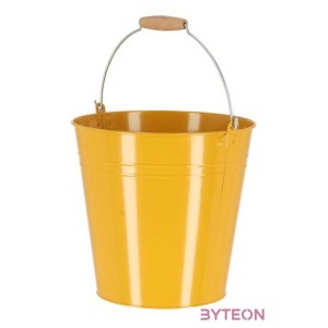 Cink kerti vödör, fa fogóval, 10,75 literes, sárga
