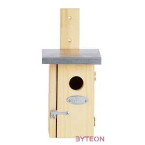Fa madárház ökörszemnek, cink tetővel, 25 cm