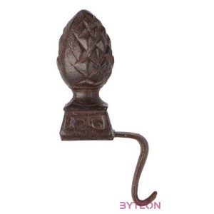 Öntöttvas karácsonyi zoknitartó, toboz díszítéssel, 23 cm