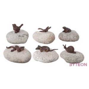 Öntöttvas állatdíszek kövön, egér