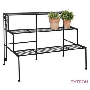 Összecsukható polcos kovácsoltvas virágtartó állvány, 79 x 65 cm