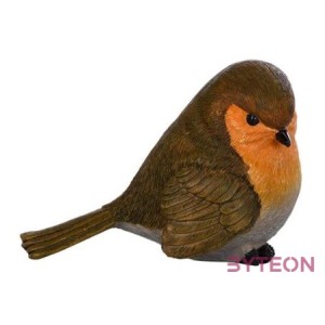 Vörösbegy polyresin szobor, S, A típus, kültéri és beltéri dekorációs kiegészítő