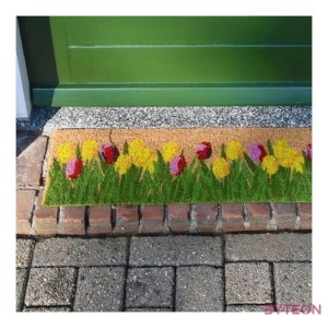 Tulipános kókuszrost lábtörlő, 75 x 25 cm