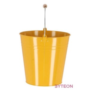 Cink kerti vödör, fa fogóval, 10,75 literes, sárga