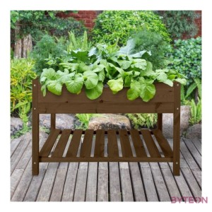 Fából készült magaságyás, barna, 118 x 78 cm