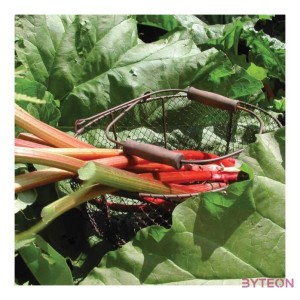 Drótkosár fa fogantyúval, 46 x 21 x 35 cm