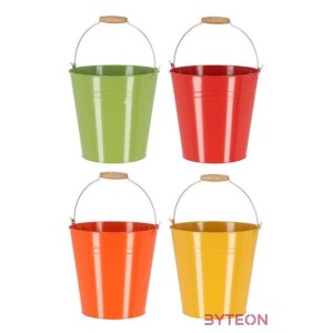 Cink kerti vödör, fa fogóval, 10,75 literes, sárga