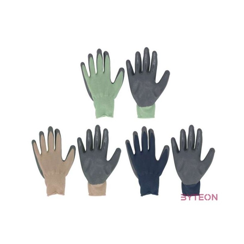 Nitrillel mártott kertész kesztyű, 3 db-os, 24,5 cm