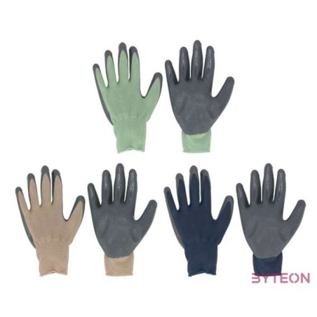 Nitrillel mártott kertész kesztyű, 3 db-os, 24,5 cm