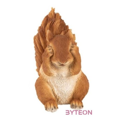 Szemét eltakaró, nem lát, mókus polyresin szobor, B típus, kültéri és beltéri dekorációs kiegészítő