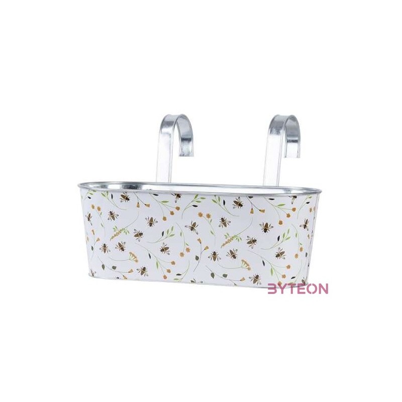 Méhecske mintás fém virágláda, akasztó füllel, 39 cm