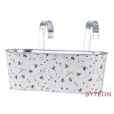 Méhecske mintás fém virágláda, akasztó füllel, 39 cm