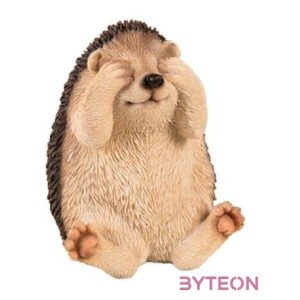 Szemét eltakaró, nem lát, süni polyresin szobor, B típus, kültéri és beltéri dekorációs kiegészítő