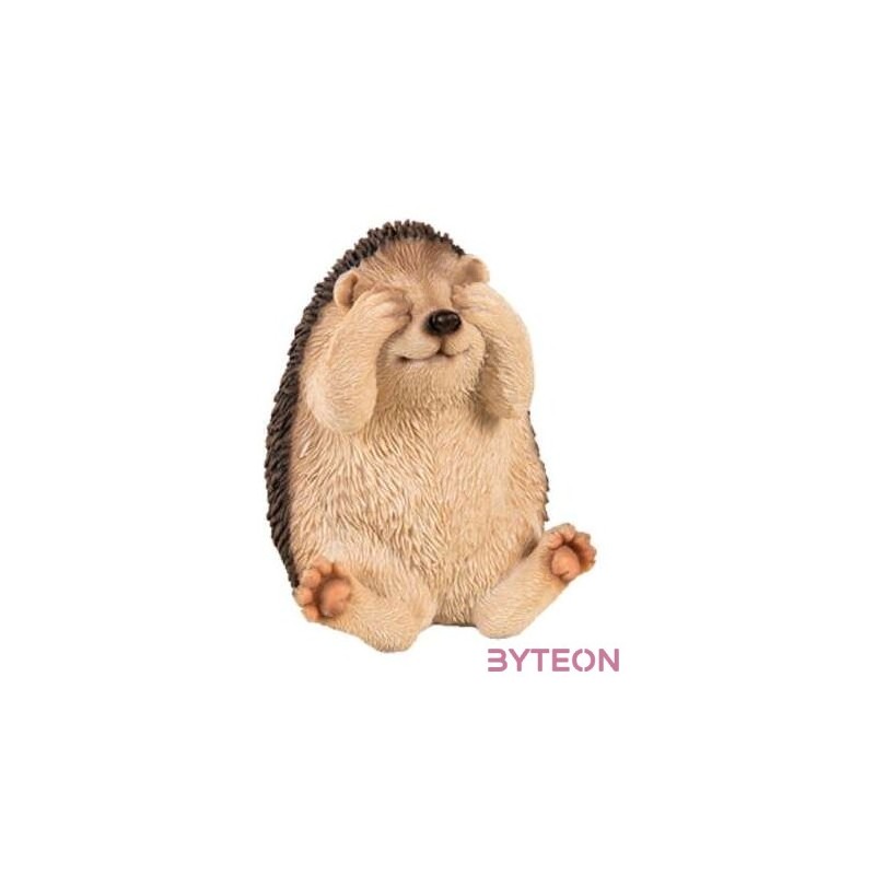 Szemét eltakaró, nem lát, süni polyresin szobor, B típus, kültéri és beltéri dekorációs kiegészítő